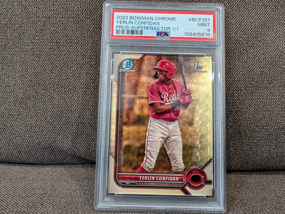 2022 BOWMAN CHROME YERLIN CONFIDAN SUPERFRACTOR #1/1 ROOKIE RC REDS PSA 9 RARE - Image 1 of 1