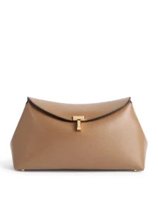 TOTEME T-Lock $990 Camel Leather Clutch New And Authentic - Picture 1 of 3