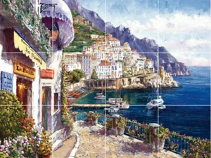 Mediterranean Amalfi coast Italy di como lago ceramic tile mural backsplash - Picture 1 of 8