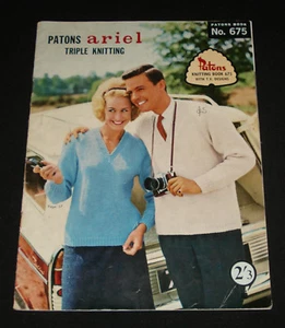 VINTAGE 1960s  PATONS KNITTING BOOK  #675 FAMILY CASUAL JUMPERS TOPS - Picture 1 of 4