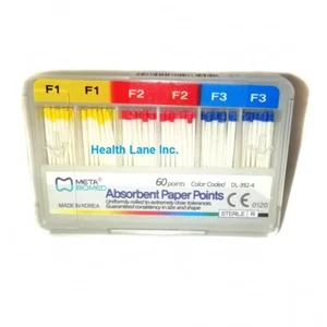 Meta Biomed Endodontic Absorbent Paper Points Color Coded F1 F2 F3 Box/60 - Picture 1 of 1