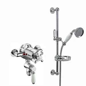 Twin Shower Valve Slider Rail Kit Downton Tap Thermostatic Chrome ENKI SH0539 - Picture 1 of 5