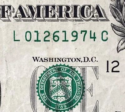 January 26, 1974 $1 One Dollar Bill Fancy Serial Number  Birthday Note, - Image 1 of 4