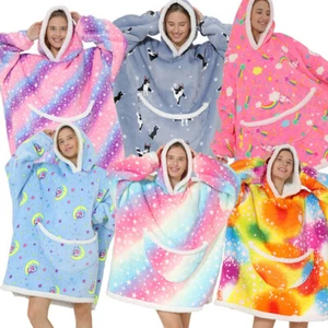 Men's Women's Hoodie Pullover Lazy Blanket Winter Warm Hooded Fleece Sweatshirt - Picture 1 of 32