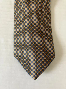 Corbata Brooks Brothers para hombre corbata seda azul amarillo oro a cuadros satinado hecha en EE. UU. - Imagen 1 de 6