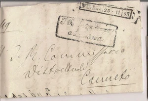 Italy 1853 Stampless Cover w/ letter: Mantova to Canneto, Boxed Cancels - ph30 - Picture 1 of 4