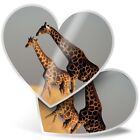 2 x Heart Stickers 15 cm - Group of Giraffes Wild African Animal #21598