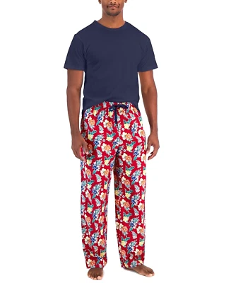 Club Room Men's Navy Blue Sleep Shirt & Tropical Pants 2-Pc. Pajama S/M/L/XL/XXL - Image 1 of 4