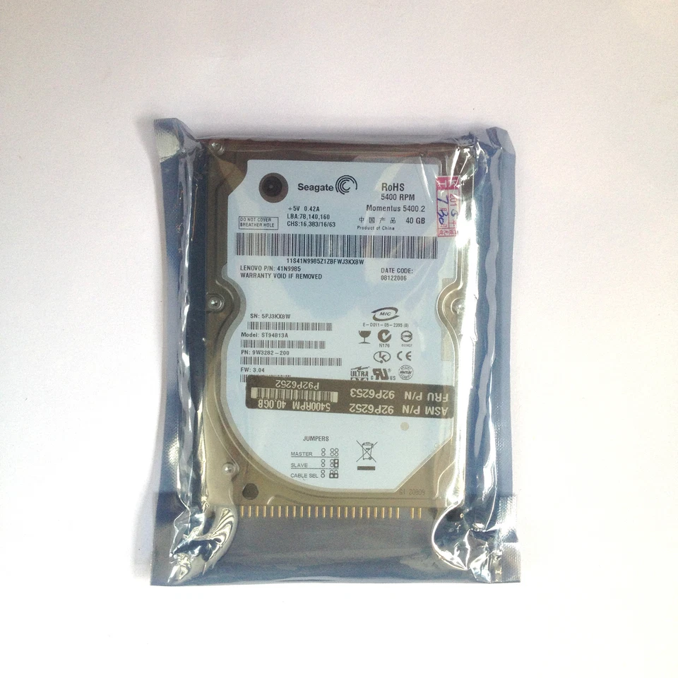 Seagate Momentus 5400.2 40 GB IDE PATA 5400RPM Internal 2.5" ST94813A Hard Drive - Image 1 of 1