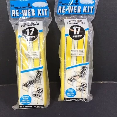 De Colección Wellington Re Web Kit Silla Metal Kit AMARILLO Blanco Rayas 17’ x 2” Lote de 2 Foto 1 de 4