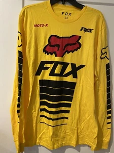Moto-X Long Sleeve Crew Neck Size M Yellow Motocross T-Shirt - Picture 1 of 2