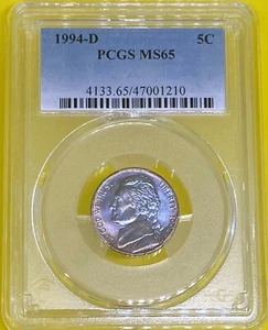1994 D 5C Jefferson Nickel   PCGS MS65 - Picture 1 of 5