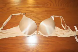 36AA VINTAGE BRA ❤️BOMBSHELL VICTORIA'S SECRET ❤️ADD 2 SIZES SUPER PUSH UP BEIGE - Picture 1 of 6
