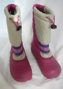 Sorel Mädchen Cub Schneestiefel fuchsia rosa grau Gr. 1 mit Innenfutter UK 13 kaum getragen - Bild 1 von 9