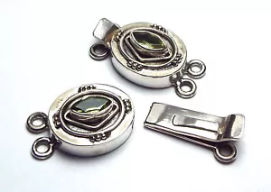 Peridot 925 Sterlingsilber 2-Stränge 26 mm Oval Box Verschluss/P30 - Bild 1 von 1