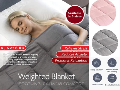 Weighted Blanket Sensory Sleep Therapy Anxiety Reduce Kids/Adults Improved Sleep