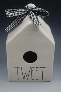 RAE DUNN ARTISAN COLLECTION MAGENTA TWEET BIRDHOUSE GINGHAM RIBBON NEW - Picture 1 of 6