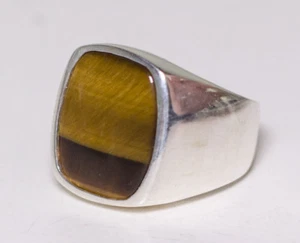 925 Sterling Silber Herren Uniqe Unikat Perfekter Ring, Tigerauge Natur Edelstein - Bild 1 von 6