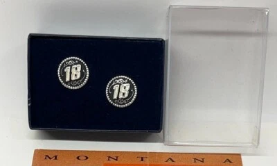 #18 Kyle Busch / Bobby Labonte - Plata y Negro - Con Cuentas - Pendientes NASCAR Foto 1 de 4