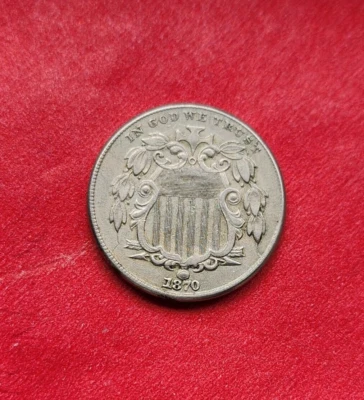 1870 FS-301 ~ SHIELD NICKEL WITH RARE INDIAN CENT MULE DIE CLASH PCGS XF45 - Image 1 of 4