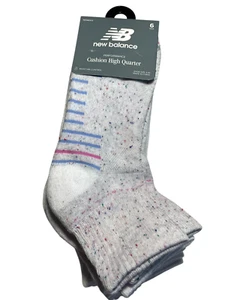 New Balance Socks Womens 4-10 Performance Cushon High Quarter 6 Pair Wicking - Picture 1 of 14