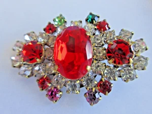 Bottone strass vetro stile vintage ceco magnifico cristallo e blu - Foto 1 di 6