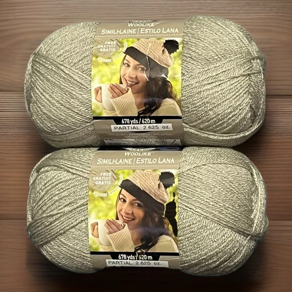 Loops & Threads 3 Skiens Woolike Super Fine Yarn 678 Yards Each - Cool Gray