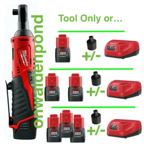 GENUINE MILWAUKEE M12 3/8" RATCHET 2457-20 w/ BATTERY CHARGER OPTION COMBO SET - Picture 1 of 14