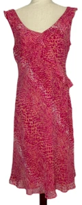 ANN TAYLOR Women's Silk Pink/White Animal Print Sleeveless Dress - Size 12 - Picture 1 of 10
