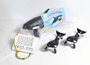 Juego de 3 orcas Toy Orca Family, modelo de goma realista, 6" - Imagen 1 de 6