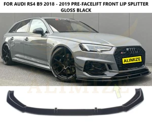 Cenefa divisor de labios delantero negro brillante para Audi A4 RS4 B9 2018 AVANT ESTATE TFSI - Imagen 1 de 7
