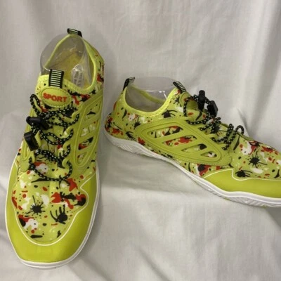 Quick Drying Water Shoes Size 12/XXX-L~Neon Green Paint Splatter Design~Vivay - Image 1 of 4