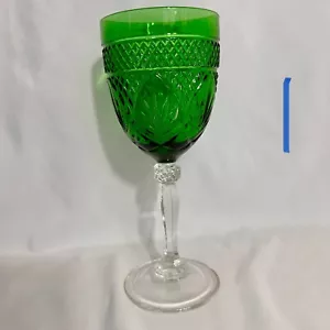 Single Cristal D'Arques-Durand Antique Emerald Green Long Stem Goblet 8" - Picture 1 of 16