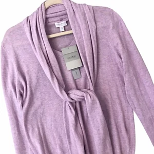 A Pea In The Pod Sweater Set NWT Cashmere Blend Lilac Removable Scarf Sz L - Picture 1 of 8