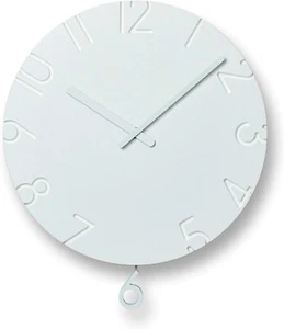Orologio da parete Lemnos NTL15-11 Curvo Oscillazione Analogico Pendolo Bianco INTAGLIATO OSCILLAZIONE - Foto 1 di 6