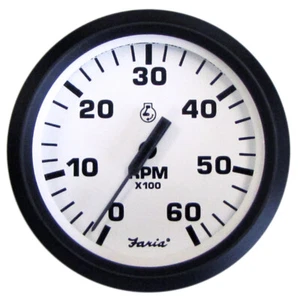 Faria Euro White 4" Tachometer - 6,000 RPM (Gas - Inboard & I/O)  32904  - Bild 1 von 4