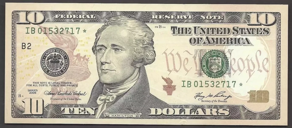 $10 2006 FRN, Fr.2040-B*   Colorized New York Star Gem - Image 1 of 1