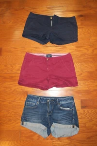 LOT 3❤️ 6-7 S ❤️ SO AMERICAN EAGLE❤️ STRETCH CASUAL SOLID JEAN SHORTS 98% COTTON - Picture 1 of 6