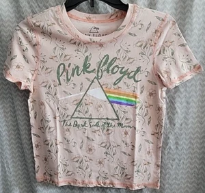 Pink Floyd Darkside the Moon Tour Pink T-shirt Youth Girls Small Floral Top - Picture 1 of 2