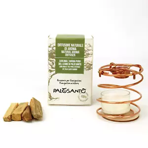 Kit Diffusore Palo Santo Bruciatore Porta Incenso 4 Bastoncini Legno Naturale - Picture 1 of 8