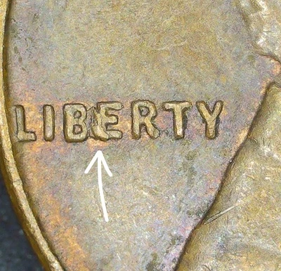 1955 D BIE Die Chip Lincoln Wheat Cent US Error Coin - Image 1 of 4