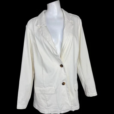 Isaac Mizrahi Live! Knit Denim Classic Slimming Blazer Cream 1X NWOT Career - Image 1 of 4