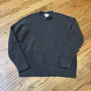LL Bean Bio Baumwolle Waffel Pullover Herren mittelgrau Rollkragen Rundhals Strickpullover - Bild 1 von 3