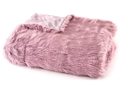 Mont CHALET QVC Fellimitat-Plaid Mikrofaser Hochtief EFFECKT ROSA Decke - Bild 1 von 3