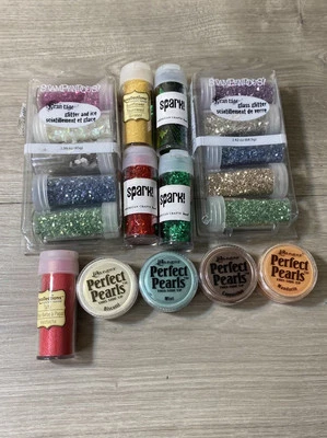 Craft Lot Of 19 Glitter And Pigment Powder Stampendous Fran-tage And More - Image 1 of 4