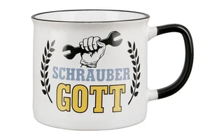 Keramiktasse Schraubergott, Handwerker Tasse, XL Tasse mit Schraubenschlüsselmot - Bild 1 von 1