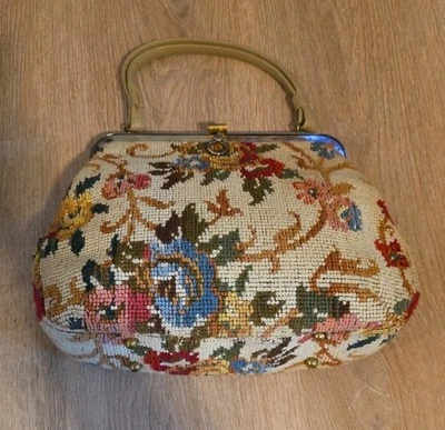 Bolso de mano vintage tapiz floral 13 x 9 x 4 Foto 1 de 4