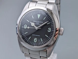 Zeno Uhr Bazel ZN-001 Silber Schwarz Zifferblatt Automatik Herrenuhr Vintage 36mm - Bild 1 von 18