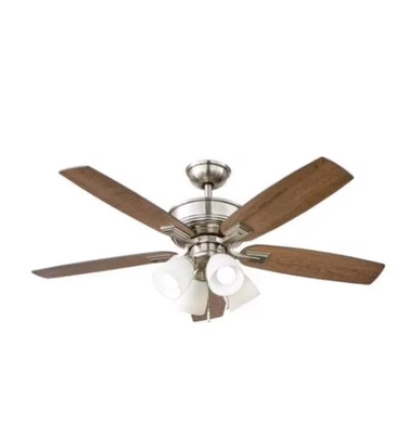 Hampton Bay Devron II 52in. Indoor Brushed Nickel LED Ceiling Fan with Light Kit - Image 1 of 4