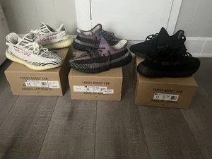 Adidas Yeezy Boost 350 Core Black Red, Zebra 3 Stück Sneaker - Bild 1 von 7